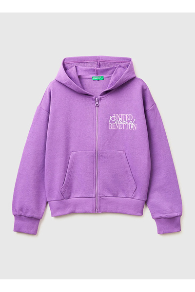 United Colors of Benetton Mor Kız Çocuk Simli Sweatshirt 3J68C505X