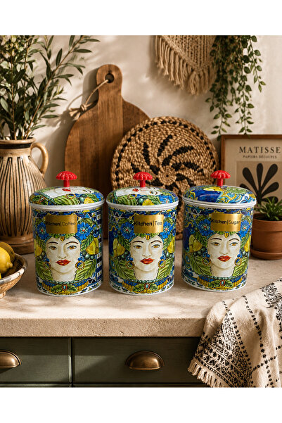 sonnenflügel Sicilia Collection Set of 3 Plastic Storage Jars Coffee Tea Sugar