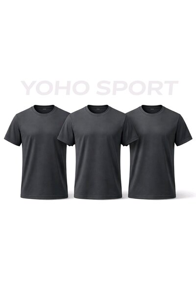 YOHO SPORT Unisex osnovni kroj 100% pamuk, mekana teksturirana antracit majic...