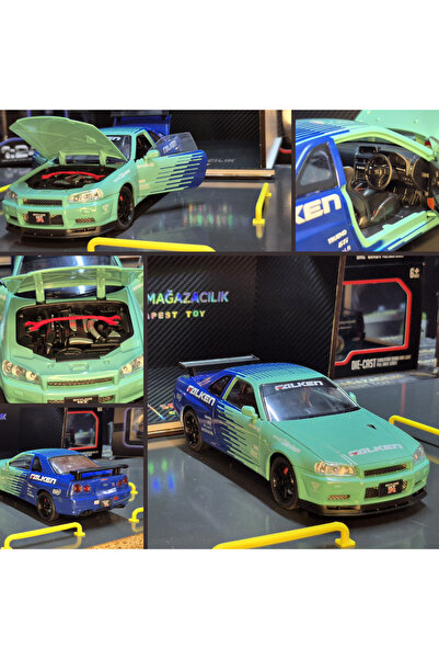 shop Nissan Skyline GTR R34 Modifiyeli 1:24 Diecast Metal Model Araba Koleksi...