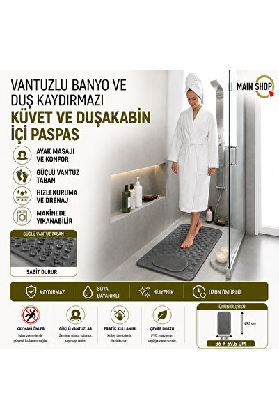 MAİN SHOP Covoraș de baie cu ventuză pentru masaj și covoraș de duș antiderap...