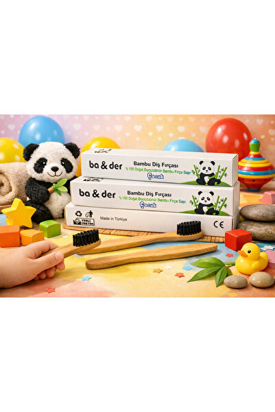 Ba der Children's 2 Pack 100% Natural Bamboo Toothbrush (Children's Black Sof...