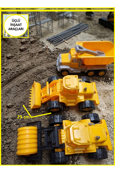 OYUNCAKSAHİLİ işmakinası Seti 3 Adet Dozer Kamyon Silindir Asfalt Kum Kamyonu...