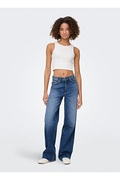 ONLY Mavi Kadın Rahat Taşlamalı Denim Pantolon ONLJUICY HW WIDE LEG DOT330 DN...
