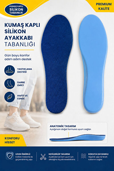 modalarge Ortopedik Kumaş Kaplı Silikon Tabanlık Darbe Emici Ayakkabı İçi Des...