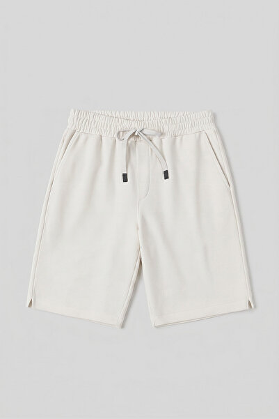 TOMMY LIFE Ανδρικό σορτς Ecru Standard Fit Basic με πίσω τσέπη - 88314