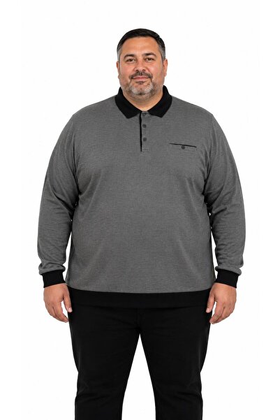 lacaton 26-3073 ERKEK BÜYÜK BEDEN POLO YAKA SWEATSHİRT