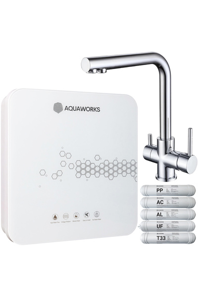 AquaWorks Filtru de apa, AquaWorks™ Complete, include baterie cu 3 cai argint...