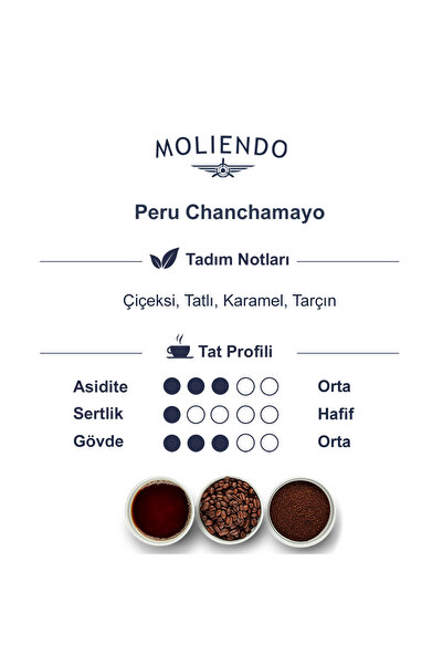 Moliendo Finest Coffee Peru Chanchamayo Yöresel Kahve (Çekirdek Kahve) 250 g