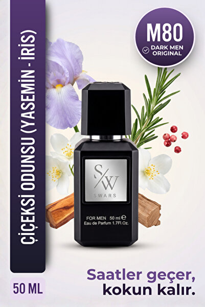M80 Dark Erkek Parfüm Odunsu Çiçeksi Edp 50 ML Uzun Süre Kalıcı Yasemin Vetiver