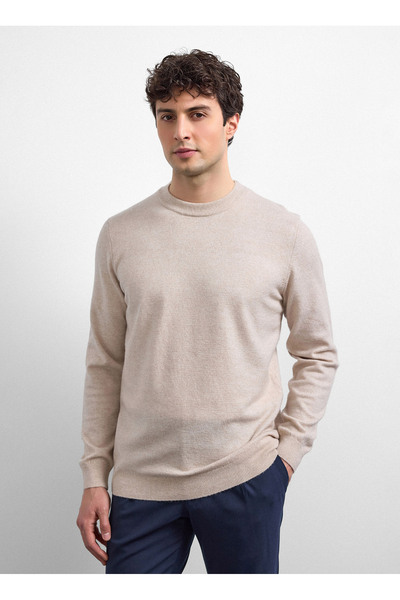 Back And Bond Beige Men's Crew Neck Regular Fit Sweater Btr4003500000