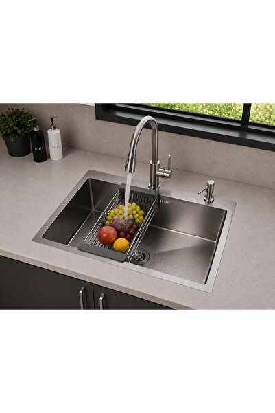 Radinavico Kitchen sink, single bowl, 304 stainless steel, 80 x 50 x 21 cm, s...