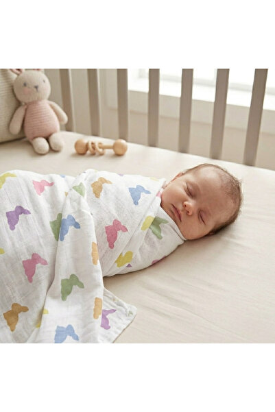 DEUX LAPINS 100% Cotton Muslin Baby Blanket - Rainbow Lapin 70X70 cm
