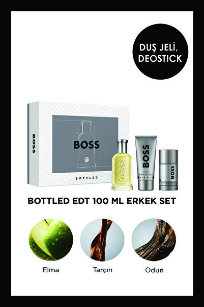 BOSS Bottled EDT 100 ml Parfüm + 75 gr Deodorant Stick + 100 ml Duş Jeli Erke...