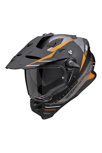 Scorpion ADF-9000 Air Feat Kapalı Motosiklet Kaskı Mat Siyah Gümüş Oranj