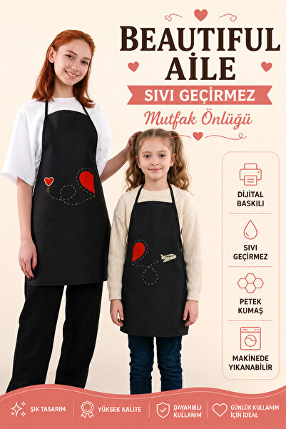 sevilya Beautiful Aile Liquid-Proof Waterproof Kitchen Apron Adult and Childr...