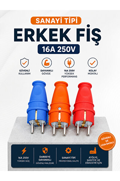 Orel Kauçuk Monofaze Erkek Fiş 3 Adet