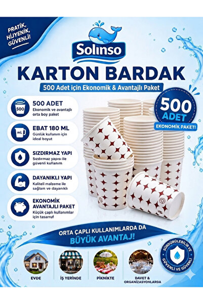 SOLINSO 🐳 Cardboard Cups 6.5 oz 500 Pieces