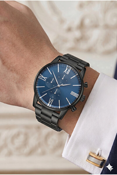 Güncel Vitrin ساعة يد رجالية باللون الأسود والفضي