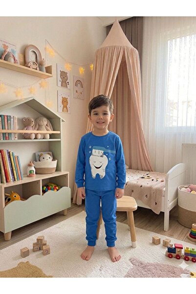 elmas kids Set de pijamale pentru băieți, 100% bumbac, cu mâneci lungi și mod...