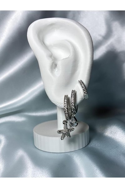 AUREON GOLD Starfish Zircon Hoop Earring Set
