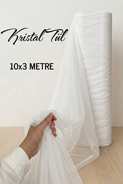 AZREN STORE Beyaz Süsleme Tülü 10 METRE, Bohça Tülü, Nişan Tülü, Gelin Damat ...