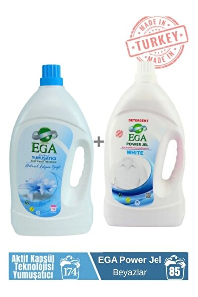 Ega Kimya Power Jel Beyaz Sıvı Yıkama Deterjanı 3900 ml +Lilyum Aktif Kapsül ...