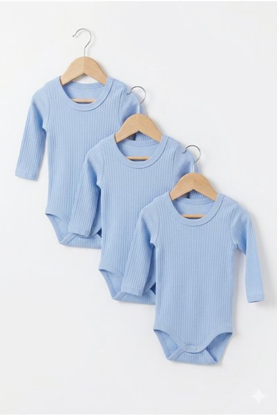 mhk burç bebe 3-Piece 100% Cotton Long Sleeve Snap-On Baby Bodysuit Set – 5 Colors – Boys/Girls – 0-24 Months