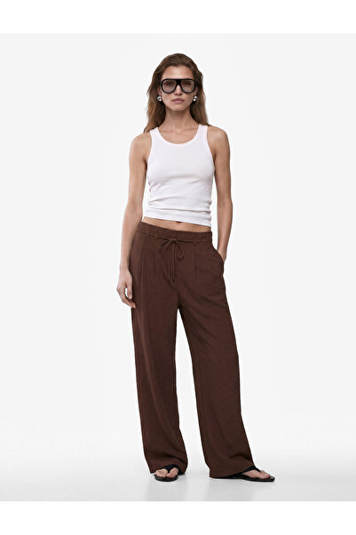 Koton Straight Fit Pleated Belted Wide Leg Pants