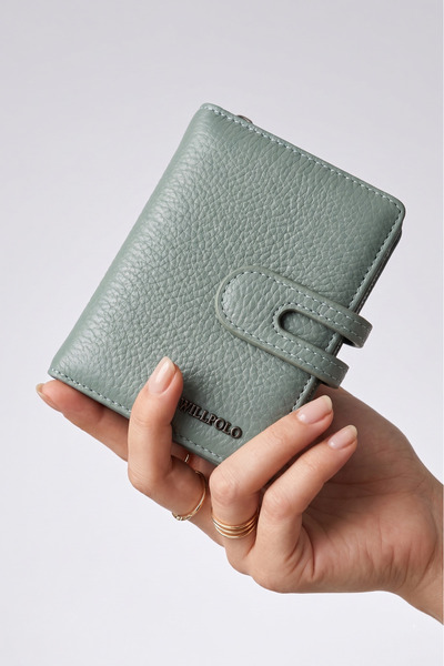 willpolo Genuine Leather Black Women's Wallet Card Holder with Coin Compartment