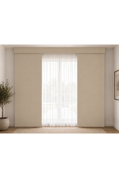 S&H Solis tekstil Kum Bej,1/1 Pilesiz %100 Işık Geçirmez Blackout-İçi Siyah Y...