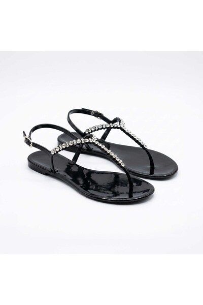 SİBA SHOES Zaria Black Sandals with Stones