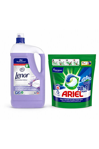 lenor Balsam Professional 5L + Ariel All in 1 Pods 65 Spălări