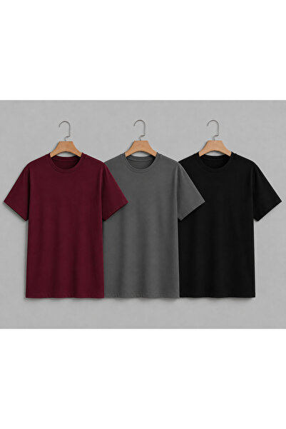 trendgar Black, Burgundy, and Smoked 3-Pack Oversized Unisex T-Shirts