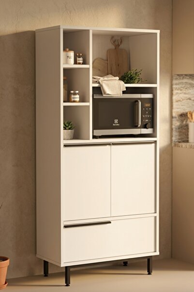 L'occi Concept Leena Modern Mutfak Kiler Dolabı - 3 Kapaklı Mikrodalga Bölmel...