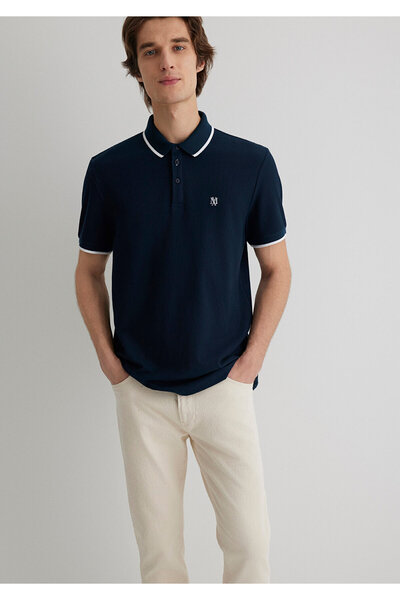 Mavi Şerit Detaylı Lacivert Polo Tişört Slim Fit / Dar Kesim 066039-30651