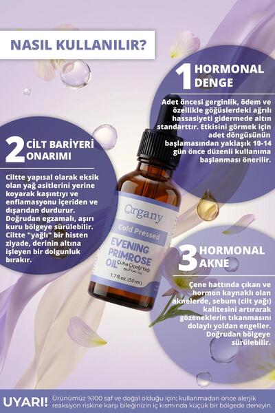 Organy Cold Pressed Evening Primrose Oil 100% Natural Sensitive and Dry Skin Care Oil Evening Primrose Oil 50 ml