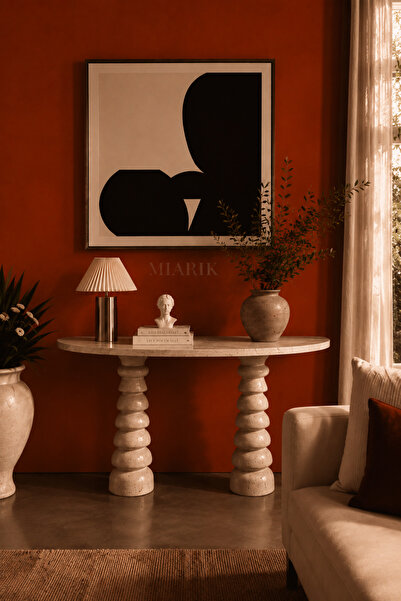 NZCollection SMH Doğaltaş Petra Masif Traverten Dresuar - 122x92 cm - 5 Küre ...