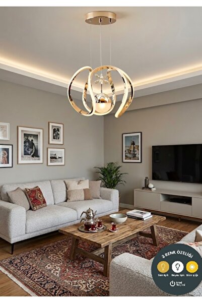 Lzy Avize Store Amissos Gold Sarkıt LED Avize 3 Renk | Salon, Mutfak, Oda ve ...