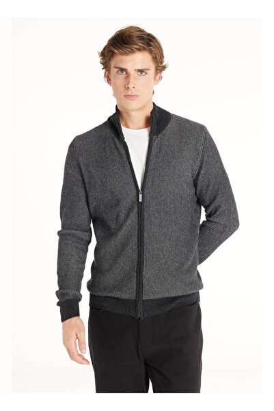 Ted Baker Antrasit Erkek Dik Yaka Standart Fit Hırka TBMRKW1066