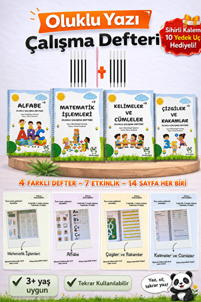Nimbookid Sihirli Kalemli Yazmayı Kolayca Öğreten Oluklu Kitap (Kabartmalı) E...
