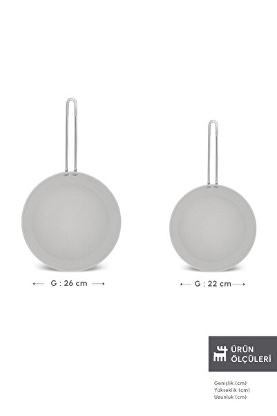 Emsan Biogranit White Stone Yanmaz Yapışmaz 2'li Tava Set