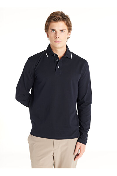 Ted Baker LACİVERT UZUN KOLLU POLO PİKE TSHİRT