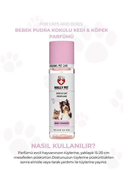MALLY PET PROFESSIONEL PET CARE Bebek Pudrası Kokulu Kedi Ve Köpek Parfümü 100 ml