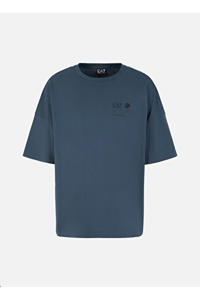 EA7 Bisiklet Yaka Mavi Erkek T-Shirt MOUNTAIN URBAN ESCAPE