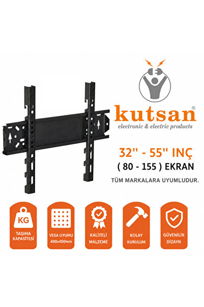Kutsan Axen 55" Uhd Uydu Alıcılı Wifi Smart Tv Lcd Led Televizyon Sabit Duvar...
