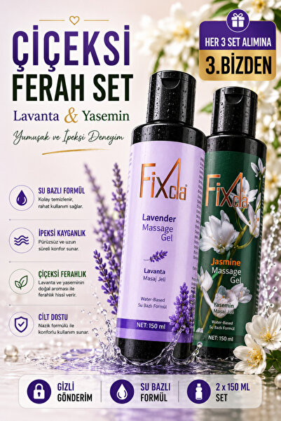 FixCla +++++Lavanta & Yasemin Su Bazlı Masaj Jeli Seti 2x150 ML İpeksi Kayganlık