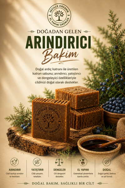 SECILLE NATURAL ORGANIC Secille Organic Soğuk Döküm Ardıç Katranı Sabunu 120g...