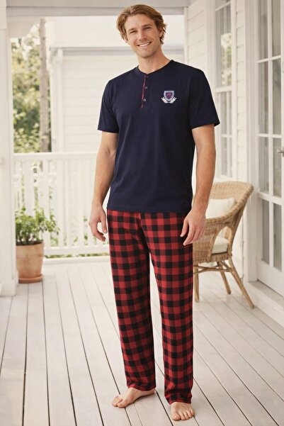 Pemilo Men's Short Sleeve 01205 Single Jersey Pajama Set