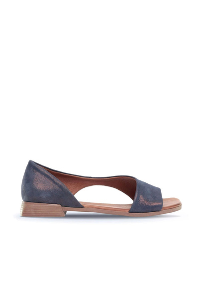 Bueno Shoes Mornarsko plave kožne ženske ravne sandale 01wl4209